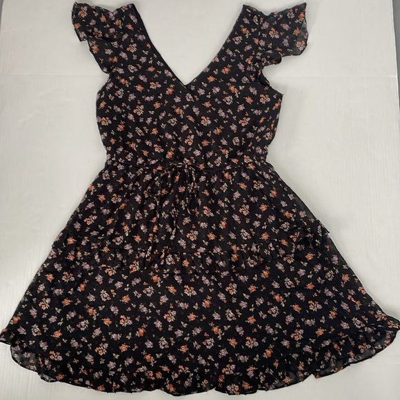 The General Good Black Ruffled V-Neck Floral Sundress Small - Picture 1 of 15